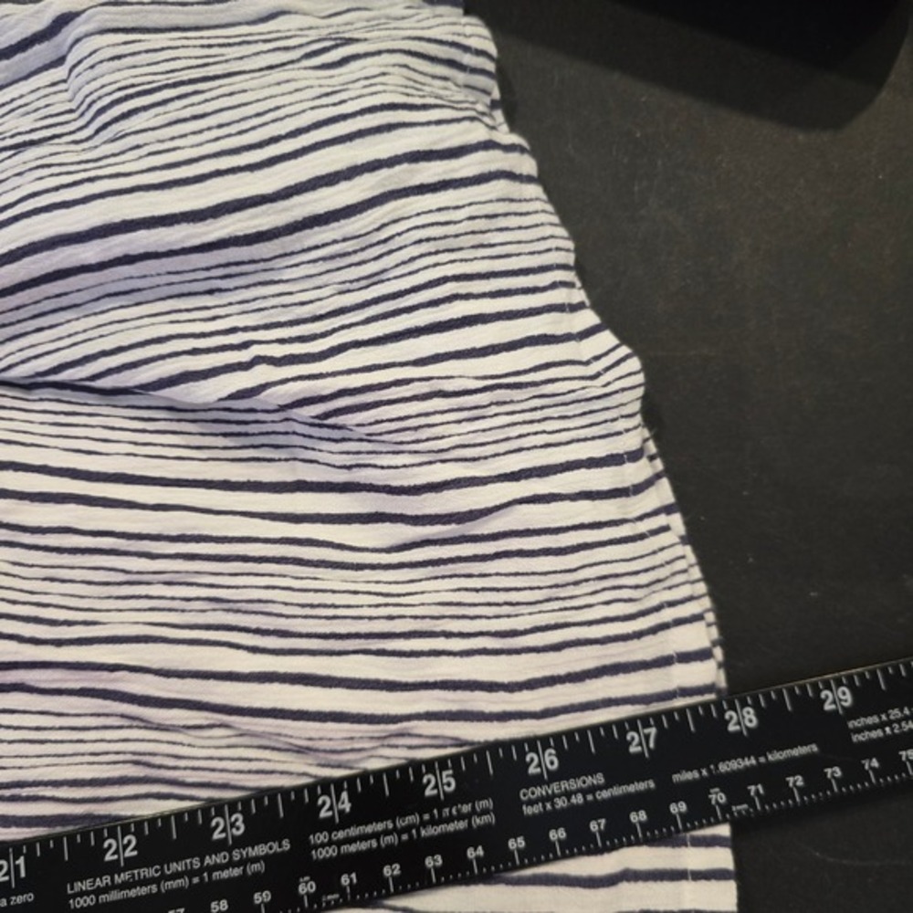 AGB Womens Navy White Striped Wide Leg Palazzo Pants Smocked Waist L‎ - Picture 9 of 10